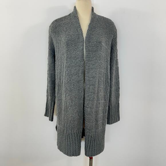 Barefoot Dreams Boucle Shadow Stripe Cardigan Sweater Dolphin Blue L/XL - Picture 2 of 10